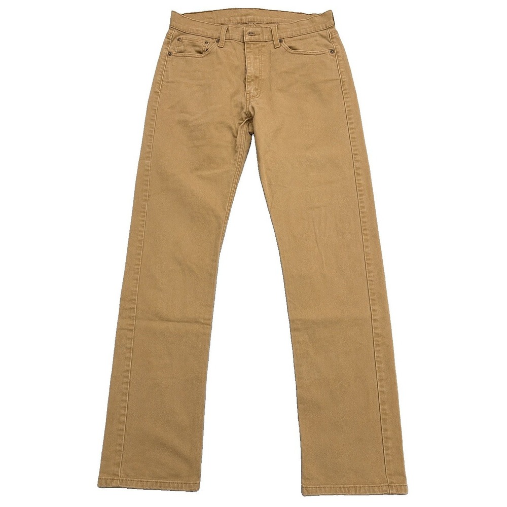 Levi's 513 Slim Straight Khaki Jeans Men's W34 L34 (32) Tan Stretch Denim Pants